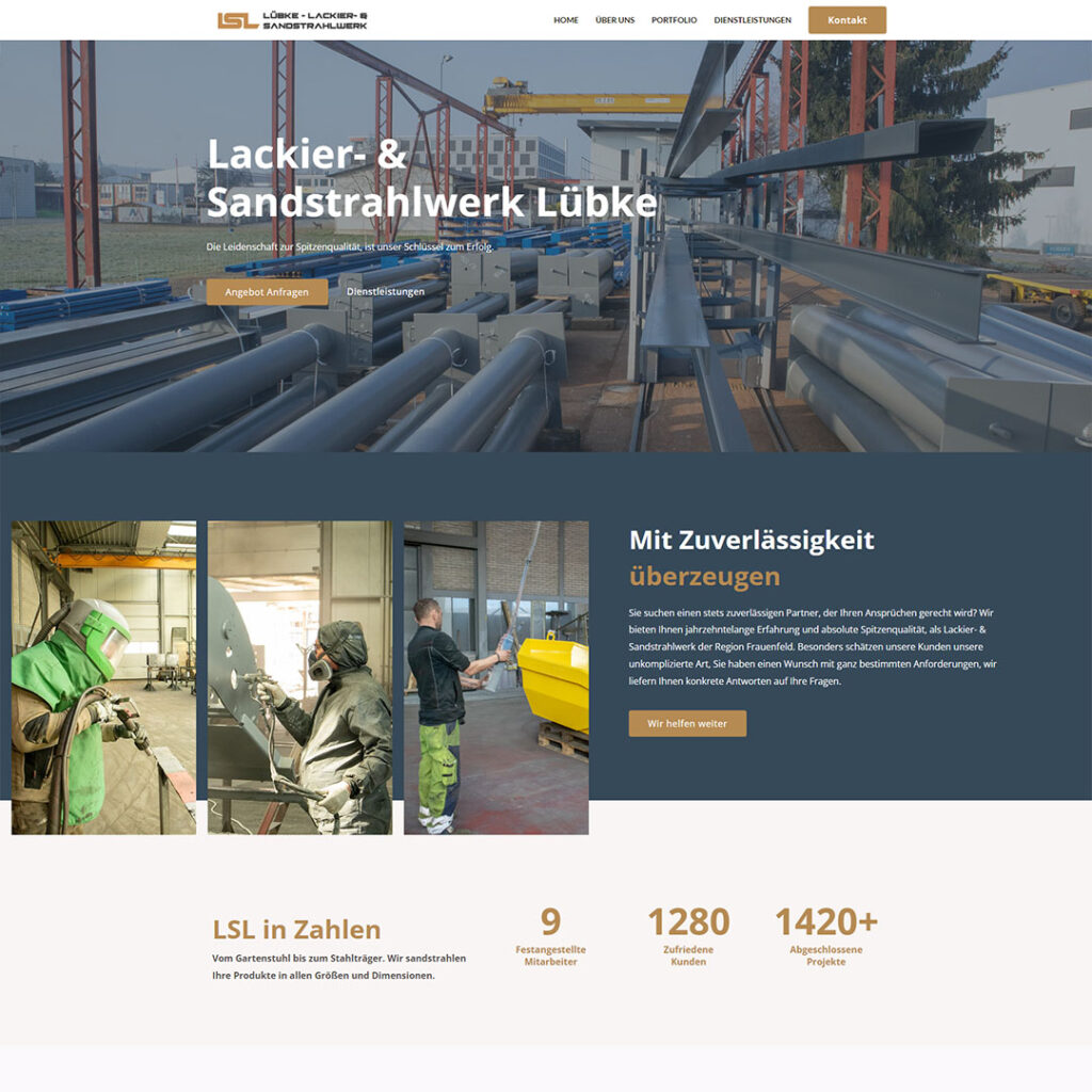 Kundenreferenz – Lackier und Sandstrahlwerk Lübke – Webdesign Kiel